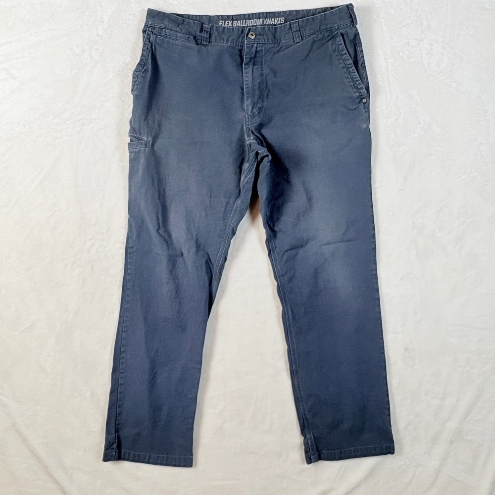 Duluth Trading Co Flex Ballroom Khakis Mens 38x34 Blue Good Straight Utility